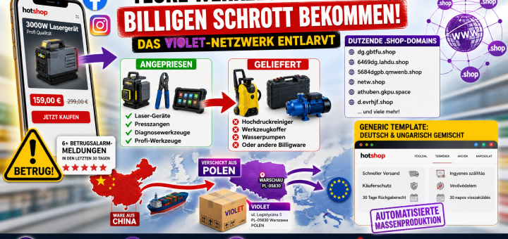 VIOLET .shop-Netzwerk - Chinesische Dropshipping-Betrugsmasche mit Dutzenden gefälschten Shops